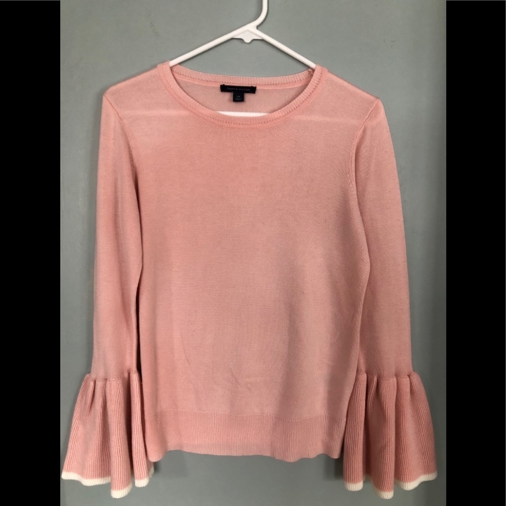 Tommy Hilfiger Pink Ruffle Sleeve Sweater
